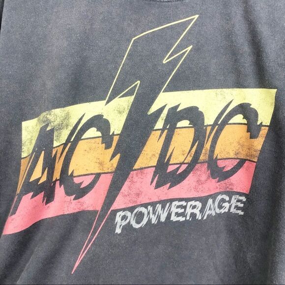 AC/DC | Powerage Cropped Crewneck Sweatshirt Black Wash Gray Women’s Size Medium - Picture 5 of 7